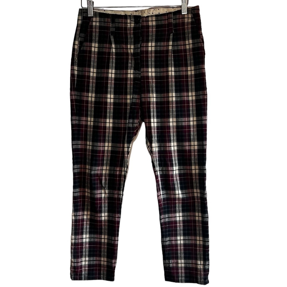 Novemb3r 🇮🇹 drop crotch cotton cropped plaid chinos Sz 26 excellent condition